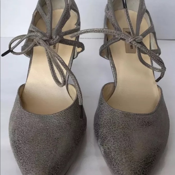 COPY Paul Green Justine Lace- up Strap Silver Heels Pumps Pointed Toe 6 - Picture 12 of 12